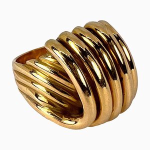 Anillo con resorte francés de oro amarillo de 18 k, años 50