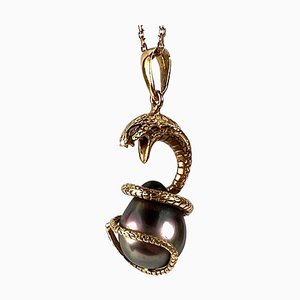 Pendentif Serpent Serpent King Cobra en Or Jaune 18k, 1970s