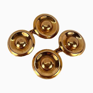Boutons de Manchette Disque en Or Jaune 18 Carats, France, 1940s, Set de 2