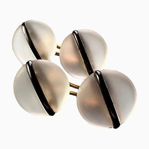 Boutons de Manchette en Or Jaune 18k Cristal de Roche Émaillé, 1930s, Set de 2