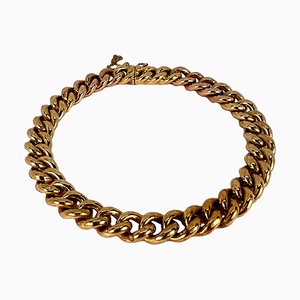 Bracelet Gourmette en Or Jaune et Rose 18 Carats, 1890s