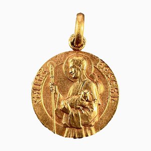 Colgante de encanto francés Saint Pascal en oro amarillo de 18 k, década de 1890