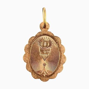 French Holy Chalice 18k Rose Gold Charm Pendant, 1890s