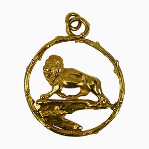 Colgante de león Zodiac Leo de oro amarillo de 18 k, años 60