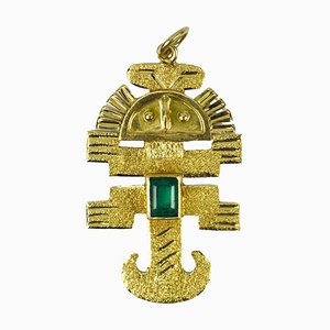 Pendentif à Charme Inca God Icon en Or Jaune 18k, 1960s