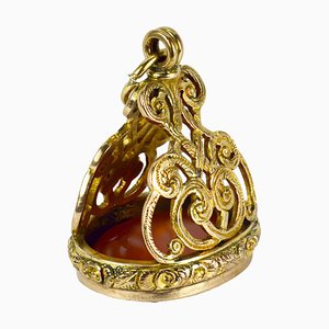 Großer Karneol Anhänger aus Gelbgold, 1890er