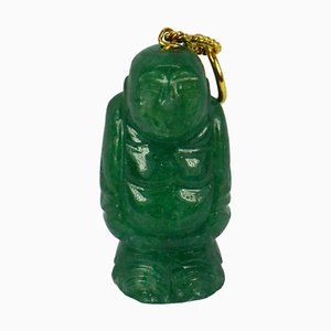 Colgante Buddha de cuarzo aventurino en oro amarillo de 18 k, años 60