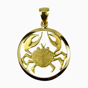 Französischer 18 Karat Gelbgold Anhänger mit Sternzeichen Krebs, 1960er
