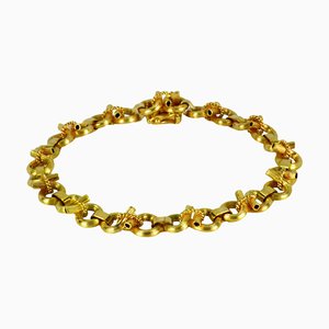 14 Karat Gelbgold Armband mit offenem Seil und Drehgliedern, 1970er