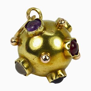 Pendentif Sputnik en Or Jaune 14 Carats et Quartz, 1950s