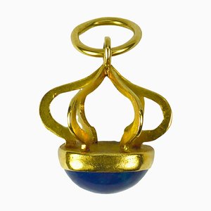 Schweizer Lapis Charm Anhänger aus 18 Karat Gelbgold, 1950er