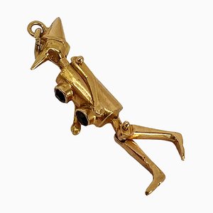Zauberer von Oz Zinn Mann Zeichentrickfigur 18 Karat Gelbgold Anhänger, 1960er