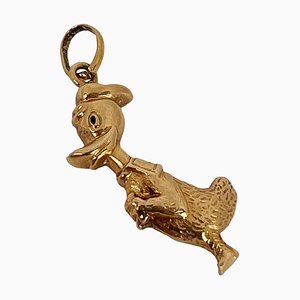 Cartoon Duck Charm Anhänger aus 18 Karat Gelbgold, 1960er