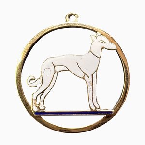 Colgante de oro amarillo de 18 kt con forma de perro Whippet francés, años 20