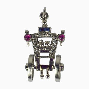 Colgante Art Déco de platino y zafiro de diamantes, años 20