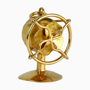 Mechanischer Fan Anhänger aus 18 Karat Gelbgold, 1950er