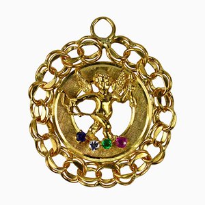Großer Amor Anhänger aus 14 Karat Gelbgold, 1950er