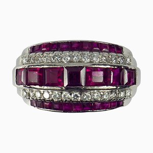 Roter Rubin Weißer Diamant Platin Ring von Oscar Heyman, 1930er