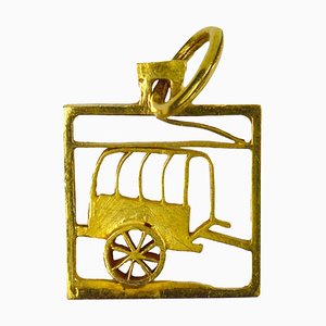 Quadratischer Wagon Anhänger aus 18 Karat Gelbgold, 1950er
