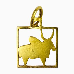 Colgante Buffalo cuadrado de oro amarillo de 18 k, años 50