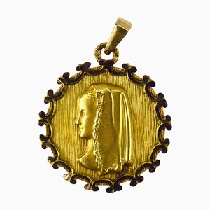 Französischer Jungfrau Maria Anhänger aus 18 Karat Gelbgold, 1960er