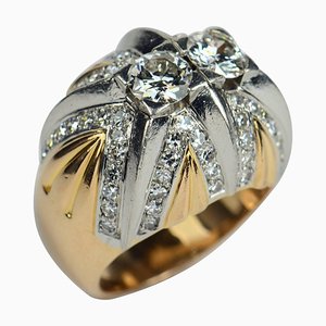 Französischer Bombe Ring aus Gold und Platin, 1950er