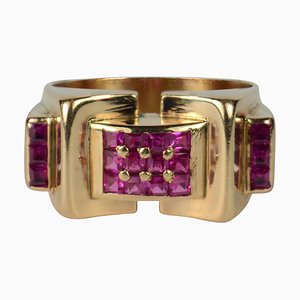 Art Moderne Panzerring aus 18 Karat Gold, 1940er