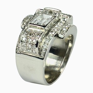 Anillo Tank Art Déco de diamantes y platino, años 40