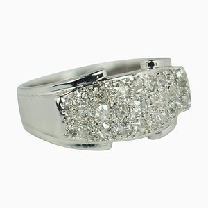 Brückenring aus 18 Karat Weißgold mit Diamanten, 1935