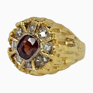 Anillo modernista de oro y diamantes de circonio marrón, 1974