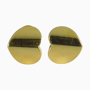 Pendientes de clip Marina B en forma de corazón de oro amarillo, años 80. Juego de 2