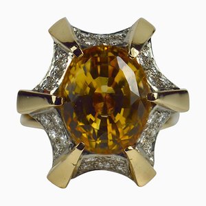 Citrin Weißgold Cocktailring, 1970er