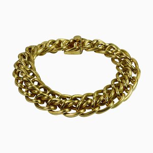 Bracelet à Double Maillon Gourmette Gravé en Or Jaune, 1950s