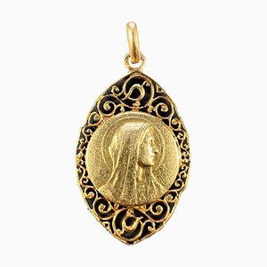 Französischer Charm-Anhänger Jungfrau Maria aus 18 Karat Gelbgold, 1890er