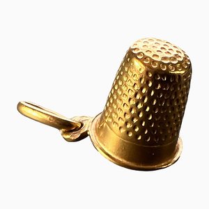 Italian 18k Yellow Gold Thimble Charm Pendant, 1950s