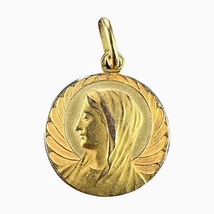 Französischer Religiöser Marienanhänger aus 18 Karat Gelbgold, 1890er