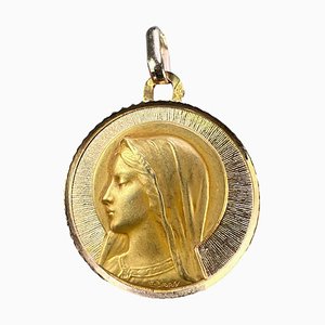 Französischer Perroud Jungfrau Maria Anhänger aus 18 Karat Gelbgold von Dropsy, 1930er