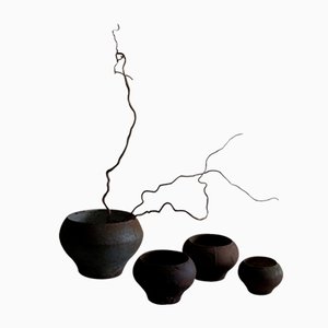 Ollas de cocina de hierro Wabi Sabi, años 30. Juego de 4