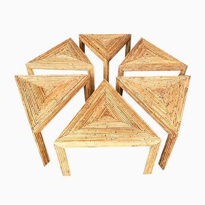 Italian Modular Rattan Tables from Vivai Del Sud, 1970s, Set of 6