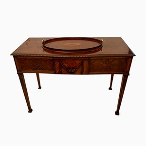 Edwardian Mahogany Inlaid Oval Tea Tray, 1900s