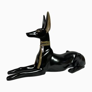 Large Size Reproduction of God Anubis in Black Porcelain by Juan Carlos Ferri Herrero for Lladró, Spain, 1990s