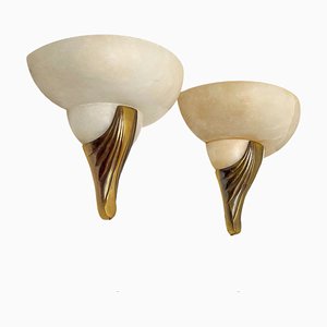 Half Moon Alabaster Wandlampen von Mariner Spain, 1970er, 2er Set