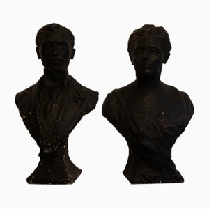 Madame & Monsieur Gipsbüsten, frühes 20. Jh., 1890er, 2er Set