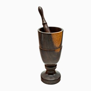 Vintage English Walnut Mortar and Pestle, 1970s