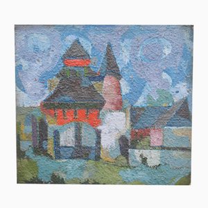 Jean Besnard, Cubist Landscape, Oil on Panel, 1980s