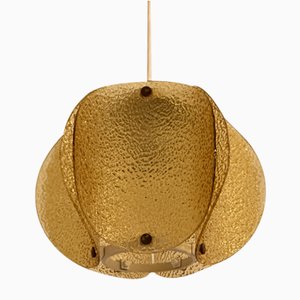 Lampada da soffitto in vetro ambrato, anni '60