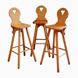 Tyrolean Style Bar Stools, 1990s, Set of 3