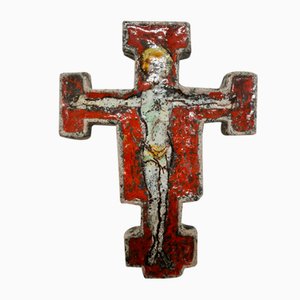 Ceramic Crucifix from La Cava, 1950s