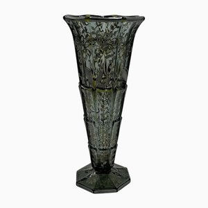 Amerikanische Art Deco Glasvase mit Silberauflage, 1930er