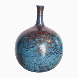 Blue Spherical Vase Sculpture in Ceramic Stoneware by Carlo Zauli, 1970s